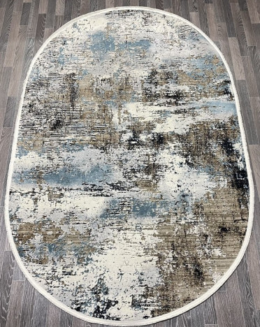 Ковер турецкий овальный 3538A_1 FLORIDA (полиэстер хит сет, бежевый, серый)