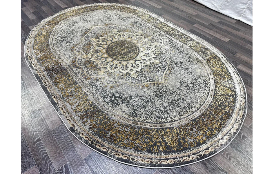 Ковер турецкий Lisa A3503A_IVORY MUSTARD овальный